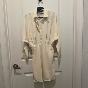 Cream Button-Up Dress